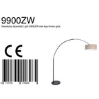 Vloerlamp Sparkled Light 7268ZW+K1066RS Zwart-Grijs Linnen