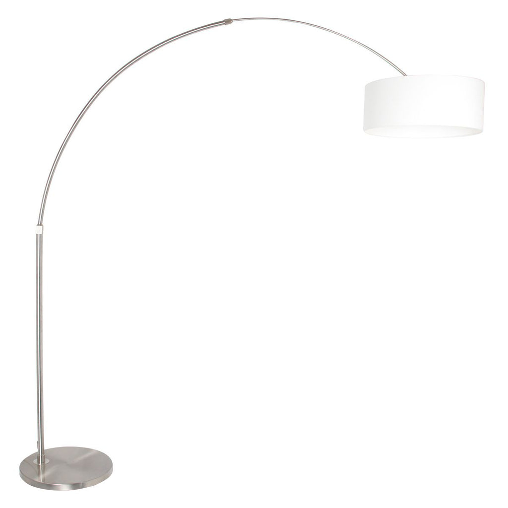 Vloerlamp Sparkled Light 7268ST+K1066QS Staal-Wit Linnen
