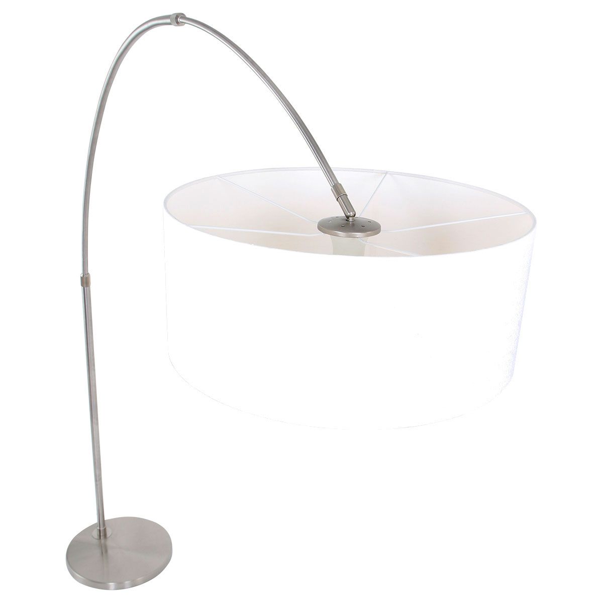 Vloerlamp Sparkled Light 7268ST+K1066QS Staal-Wit Linnen