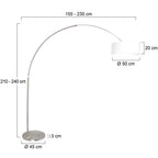 Vloerlamp Sparkled Light 7268ST+K1066QS Staal-Wit Linnen