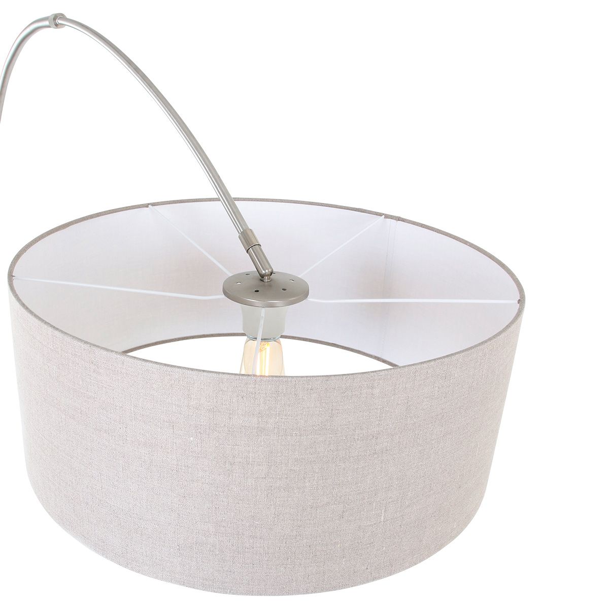 Vloerlamp Sparkled Light 7268ST+K1066RS Staal+Grijs Linnen