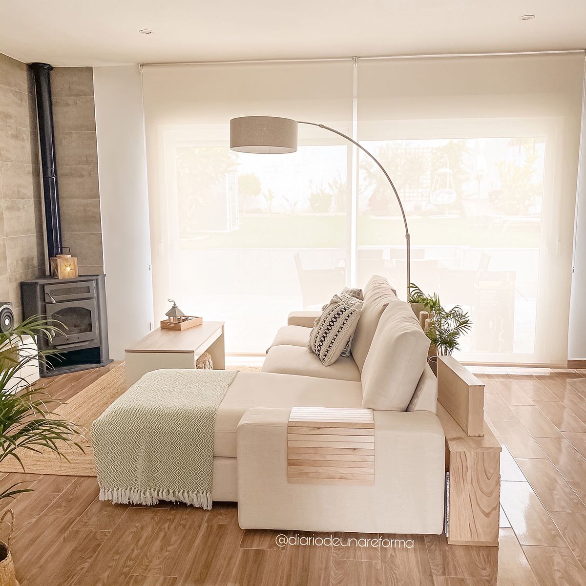 Vloerlamp Sparkled Light 7268ST+K1066RS Staal+Grijs Linnen