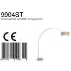 Vloerlamp Sparkled Light 7268ST+K1066RS Staal+Grijs Linnen