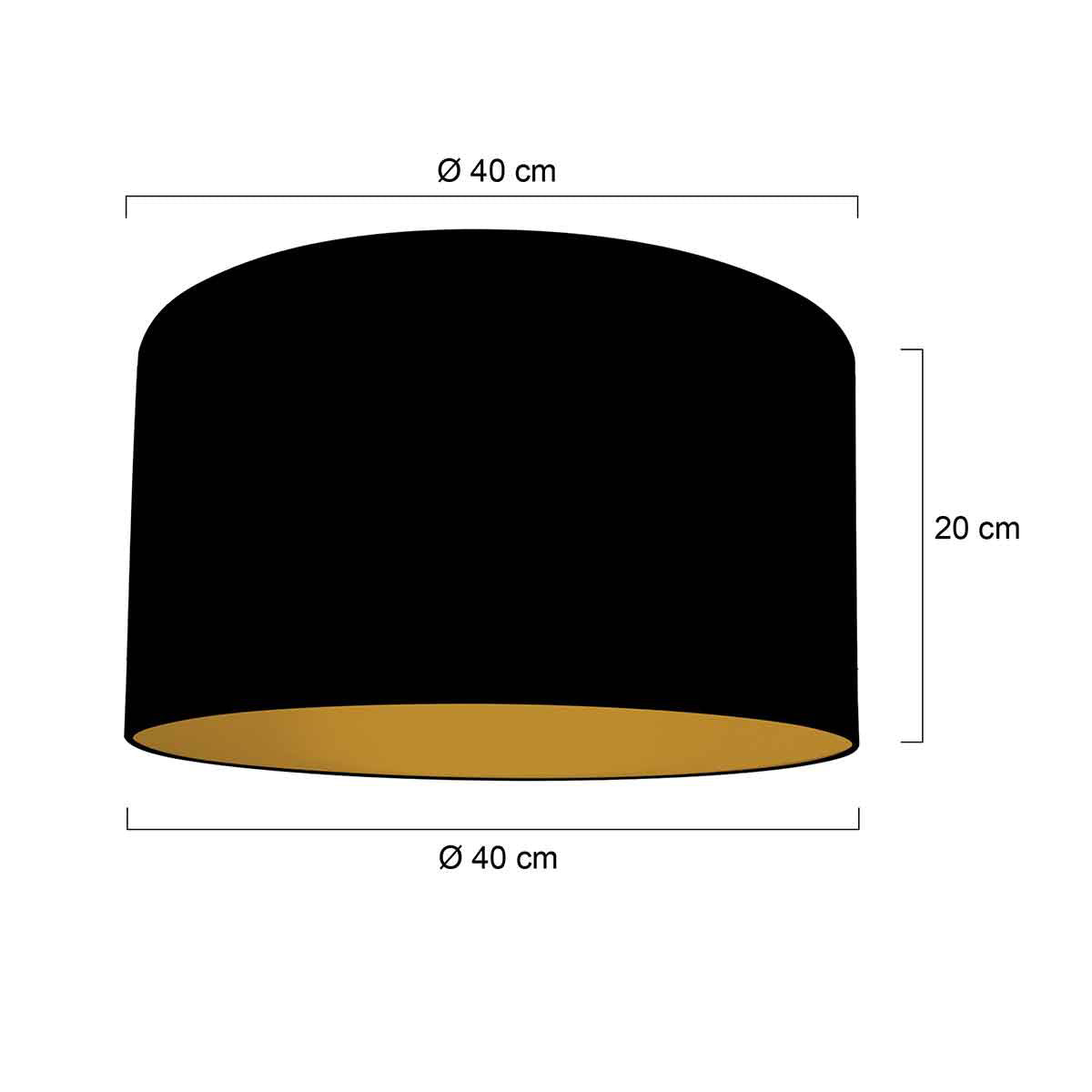 Zwart linnen lampenkap K1068SS ⌀40cm met E27 support.