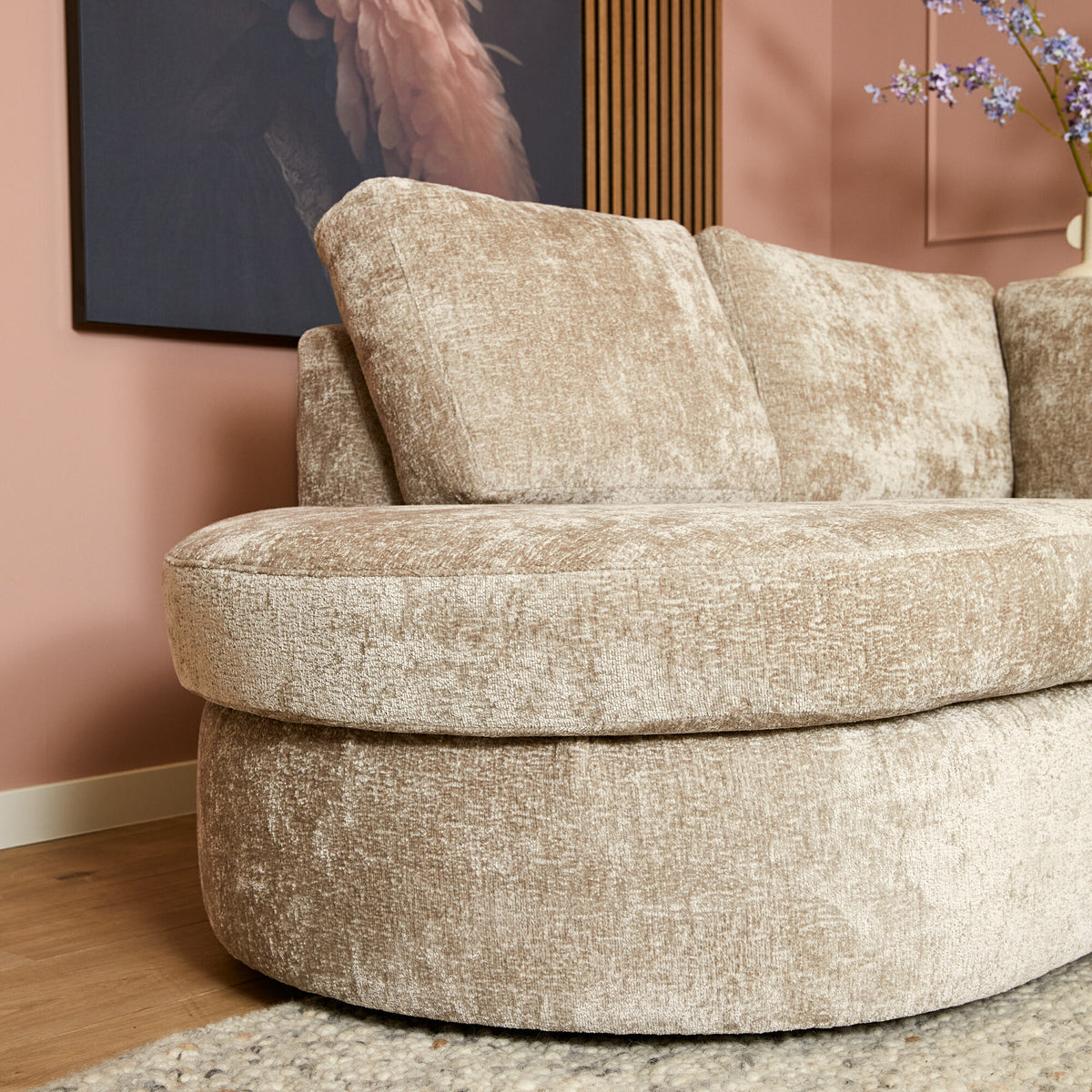 Hoekbank Alma, divan links + 2,5-zits, beige Trenza 08