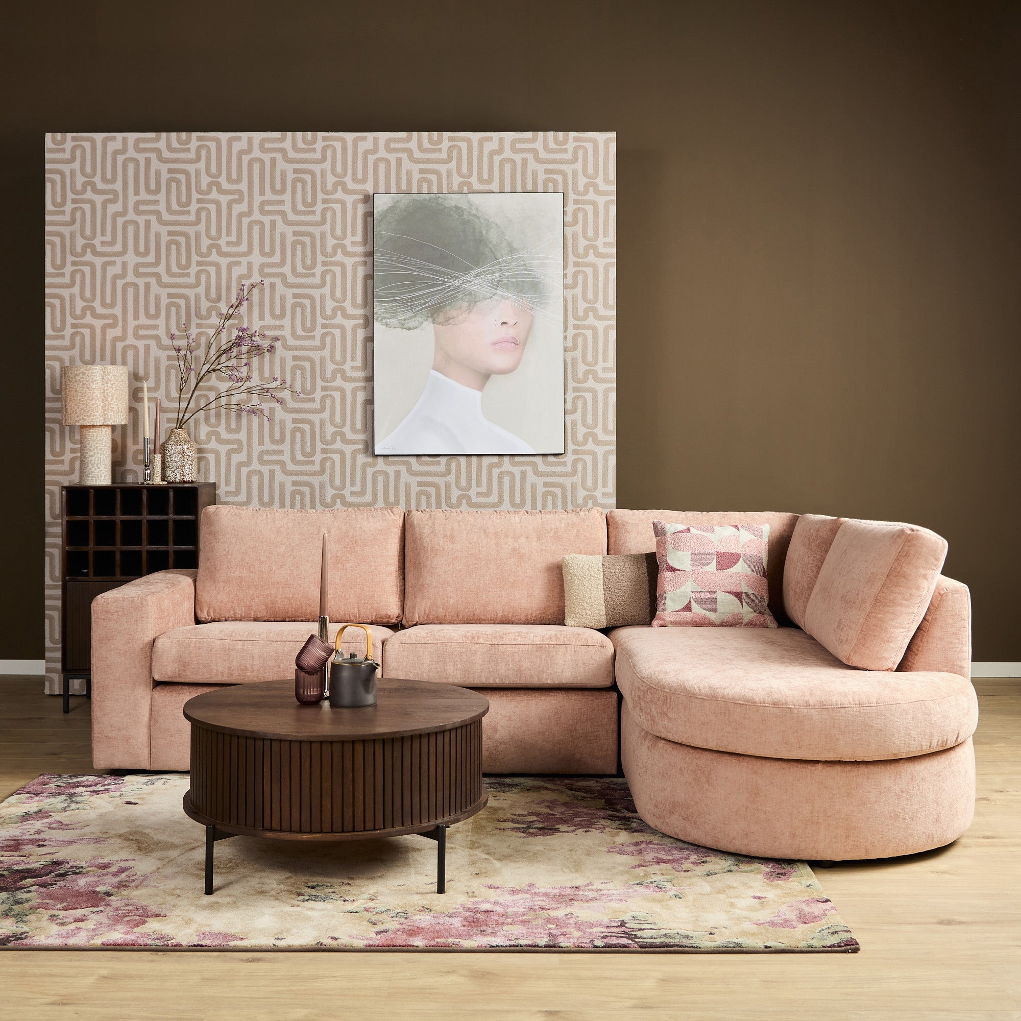 MySofa Alma Hoekbank Roze 2,5 zits+Divan Rechts