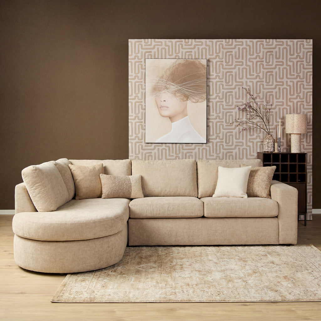 MySofa Alma Hoekbank Roze 2,5 zits+Divan Rechts