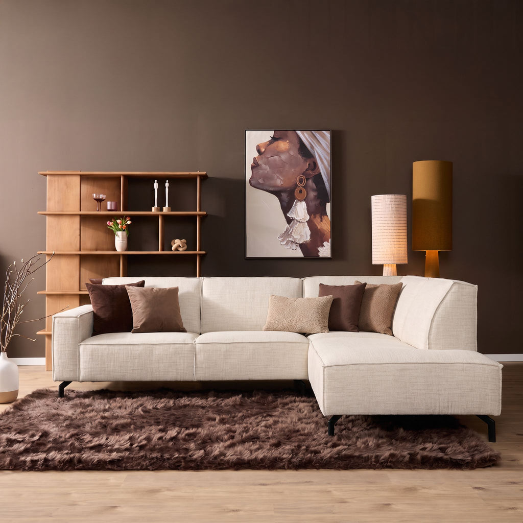 Hoekbank Floris, 2,5-zits + divan rechts, beige
