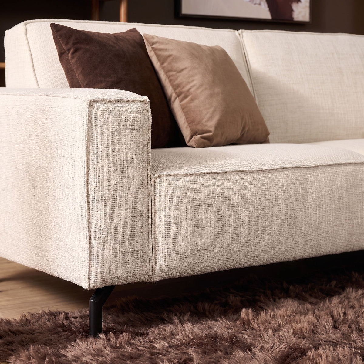 Hoekbank Floris, 2,5-zits + divan rechts, beige