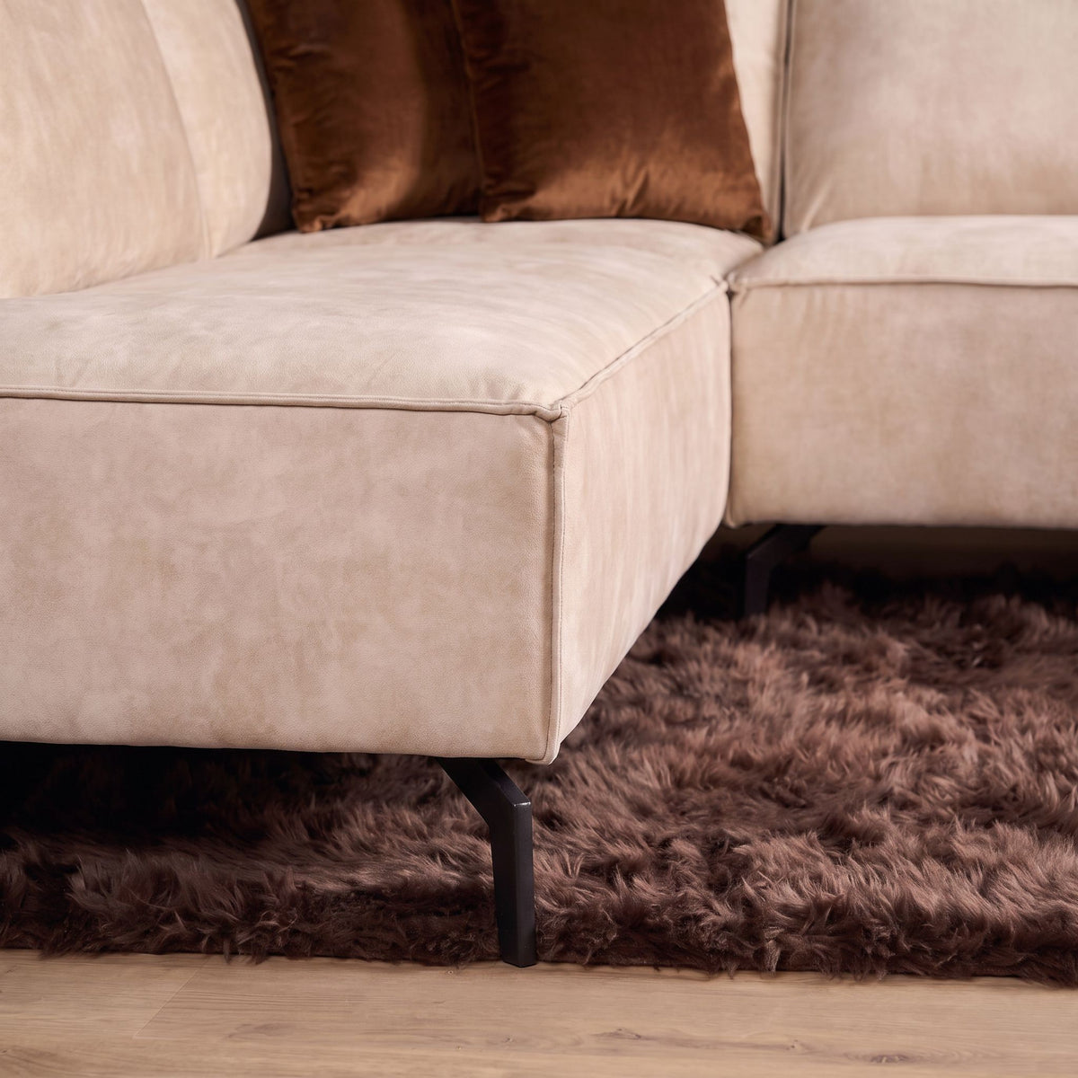 Hoekbank Floris, divan links + 2,5-zits, velvet beige
