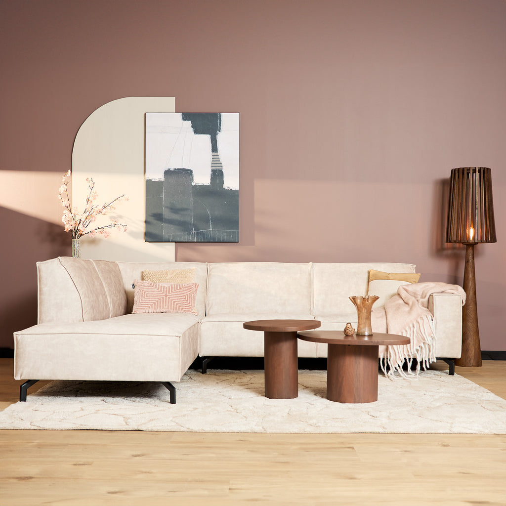 Hoekbank Floris, divan links + 2,5-zits, velvet beige