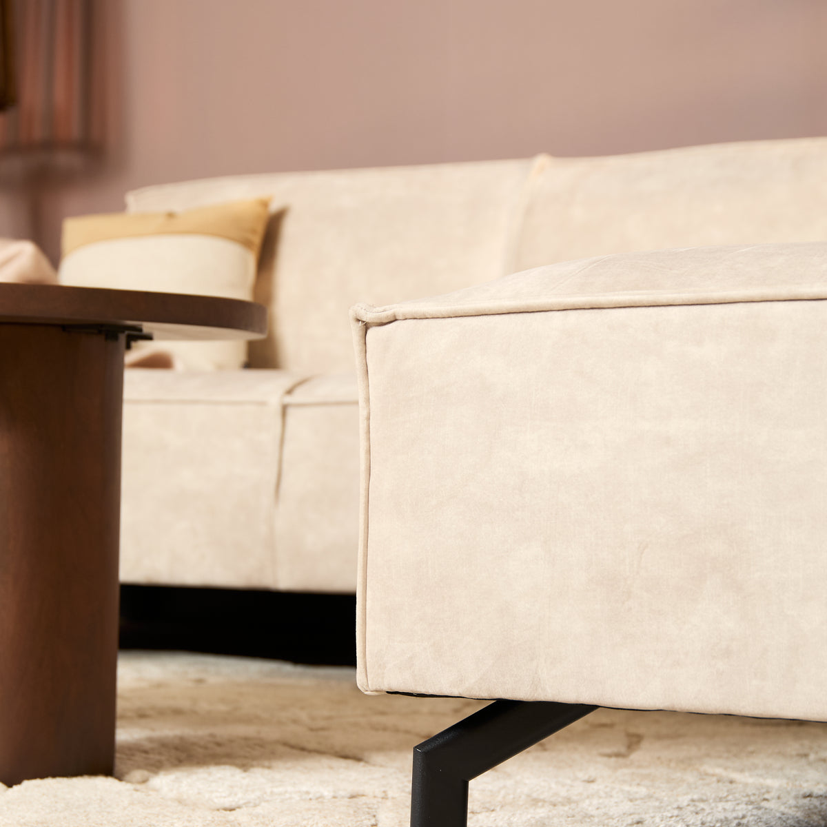Hoekbank Floris, 2,5-zits + divan rechts, velvet beige