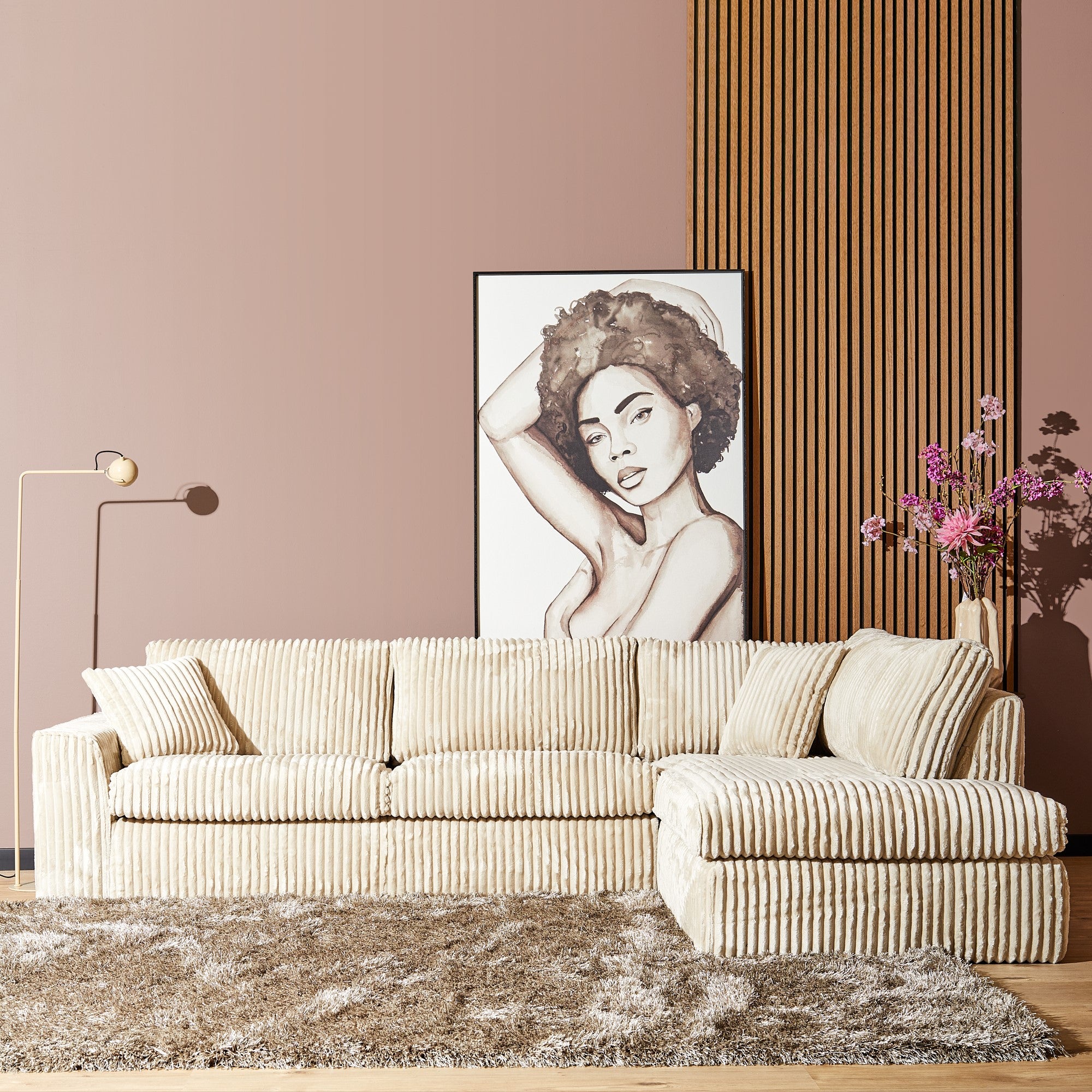 MySofa Teddy | 2,5 zits + Divan Rechts | Beige