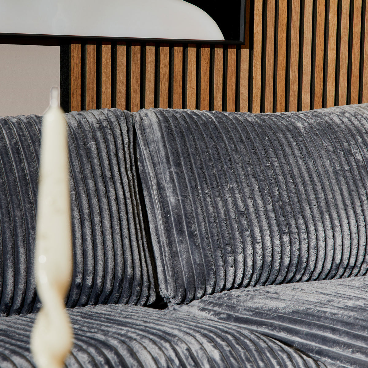 Hoekbank Teddy, divan links + 2,5-zits, antraciet ribstof