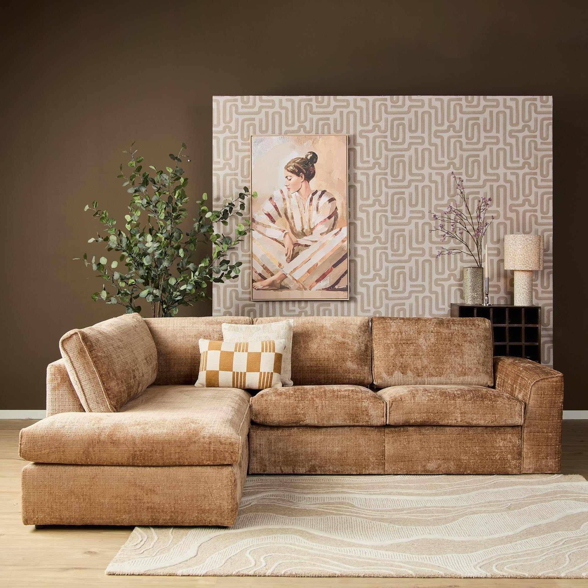 MySofa Teddy Hoekbank Cinnamon Divan Links+2,5 zits
