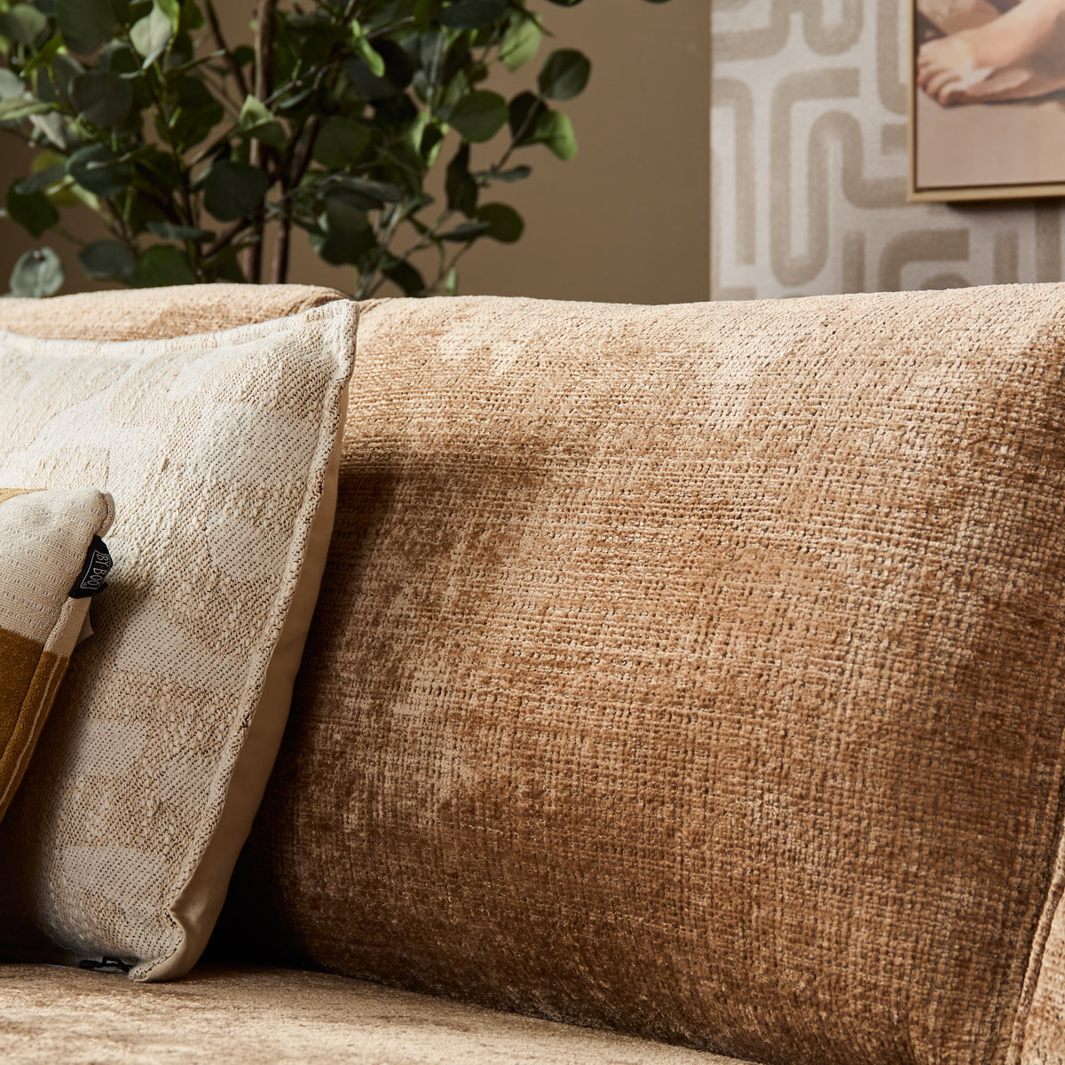Hoekbank Teddy, divan links + 2,5-zits, cinnamon ribstof