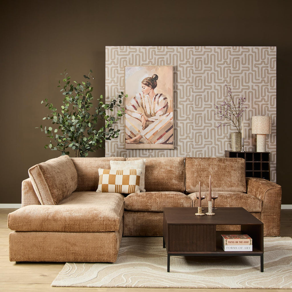 MySofa Teddy Hoekbank Cinnamon Divan Links+2,5 zits