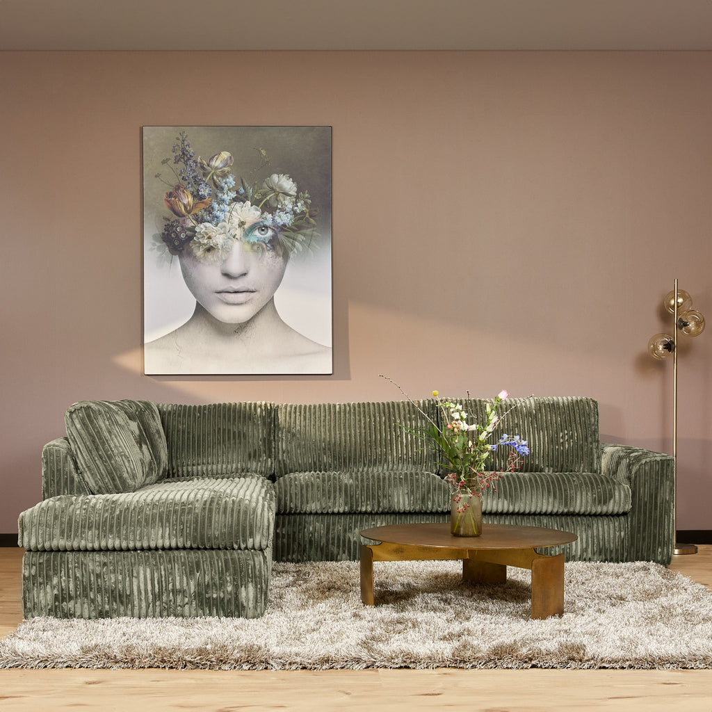 MySofa Teddy Hoekbank Groen Divan Links+2,5 zits