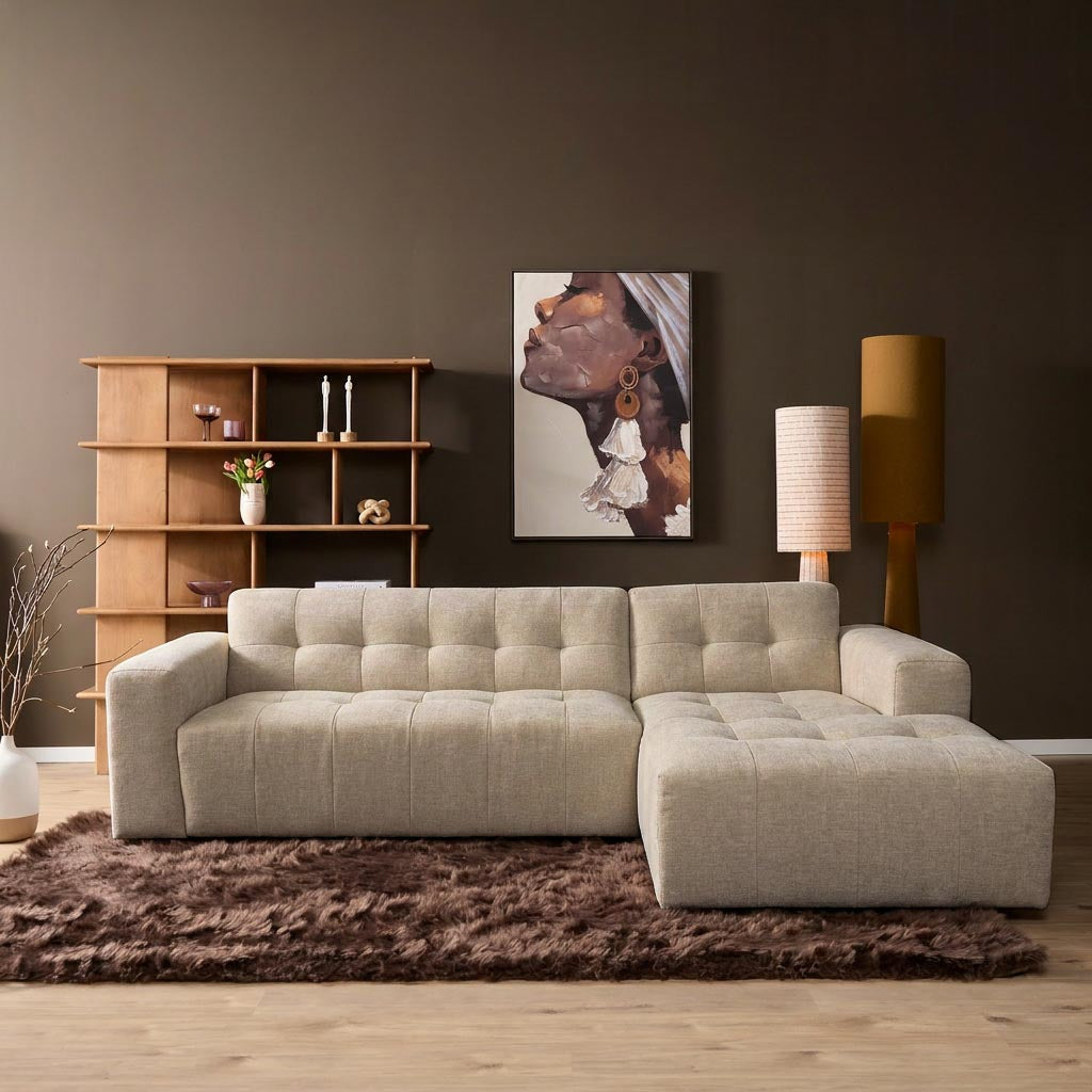 MySofa Ruby Hoekbank Beige  2,5 zits AL + Lounge R