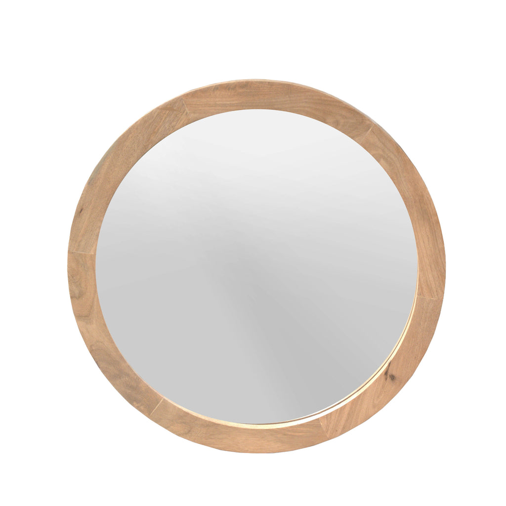 Spiegel Dide, Ø 80 cm, rond, naturel mangohout