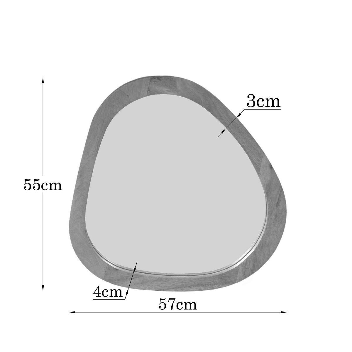 Spiegel Lou, 57 x 55 cm, organisch, zand mangohout
