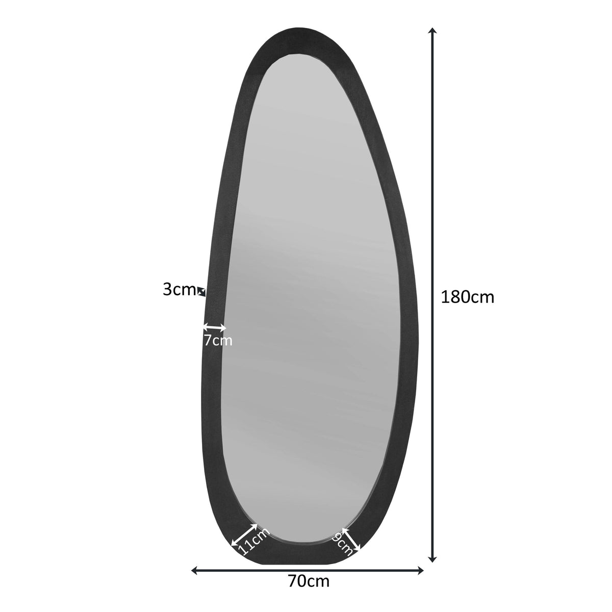 Spiegel Lou, 70 x 180 cm, organisch, bruin mangohout