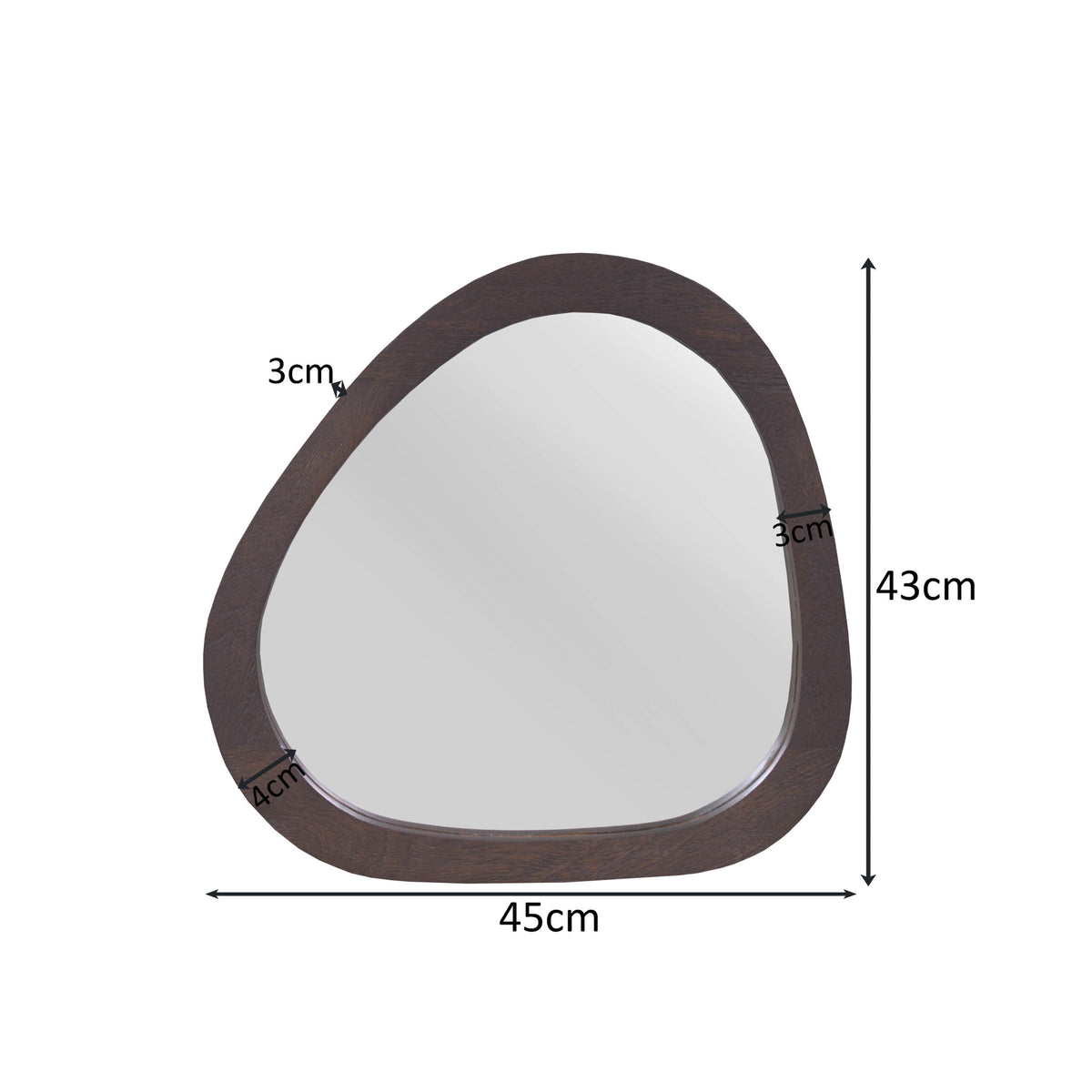 Spiegel Lou, 45 x 43 cm, organisch, bruin mangohout