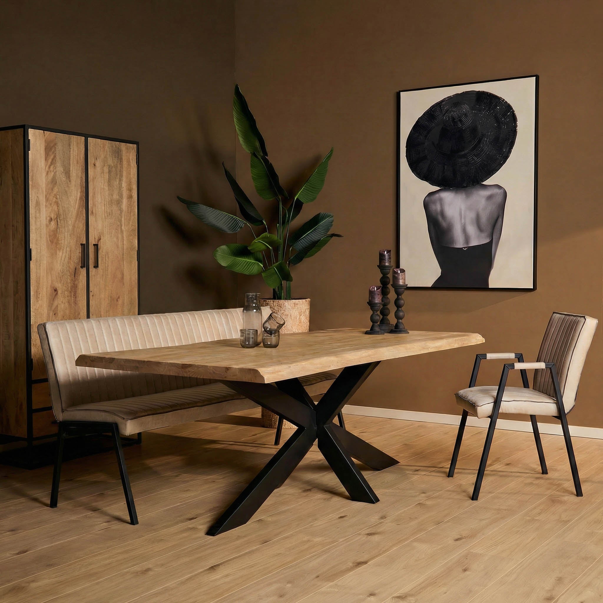 Boomstamtafel Dakota Naturel Mangohout 140 cm