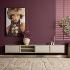 Zwevend tv-meubel Ambiance, 120 cm, naturel mangohout