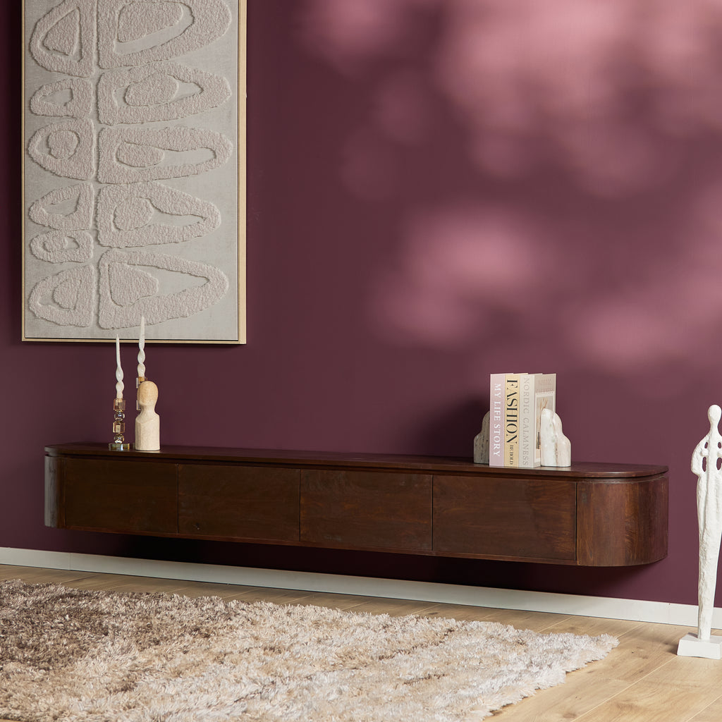 Zwevend tv-meubel Ambiance, 120 cm, naturel mangohout