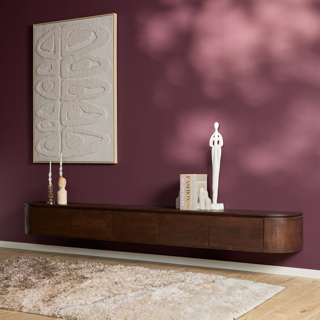 Zwevend tv-meubel Ambiance, 120 cm, naturel mangohout