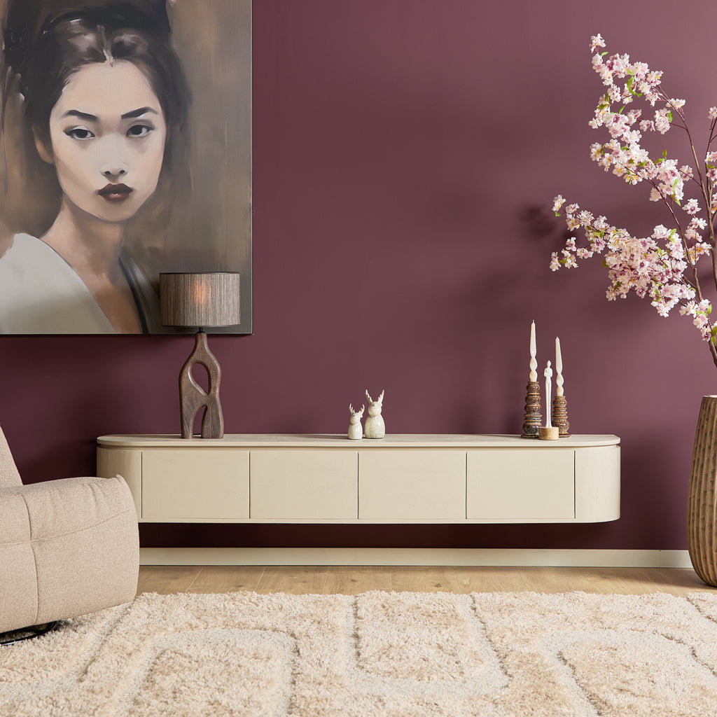Zwevend tv-meubel Ambiance, 120 cm, naturel mangohout