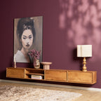 Zwevend tv-meubel Ambiance, 120 cm, naturel mangohout