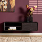 Zwevend tv-meubel Ambiance, 120 cm, naturel mangohout