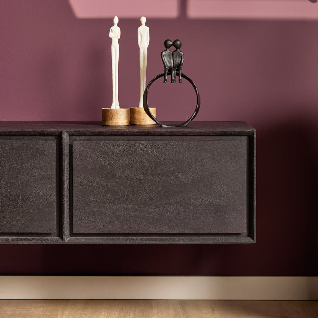 Zwevend tv-meubel Ambiance, 120 cm, naturel mangohout