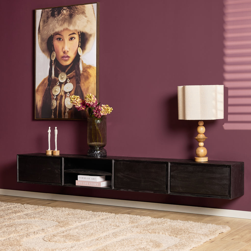 Zwevend tv-meubel Ambiance, 120 cm, naturel mangohout