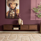 Zwevend tv-meubel Ambiance, 120 cm, naturel mangohout