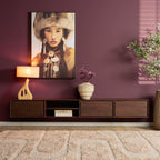 Zwevend tv-meubel Ambiance, 120 cm, naturel mangohout