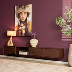 Zwevend tv-meubel Ambiance, 120 cm, naturel mangohout