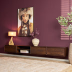 Zwevend tv-meubel Ambiance, 120 cm, naturel mangohout
