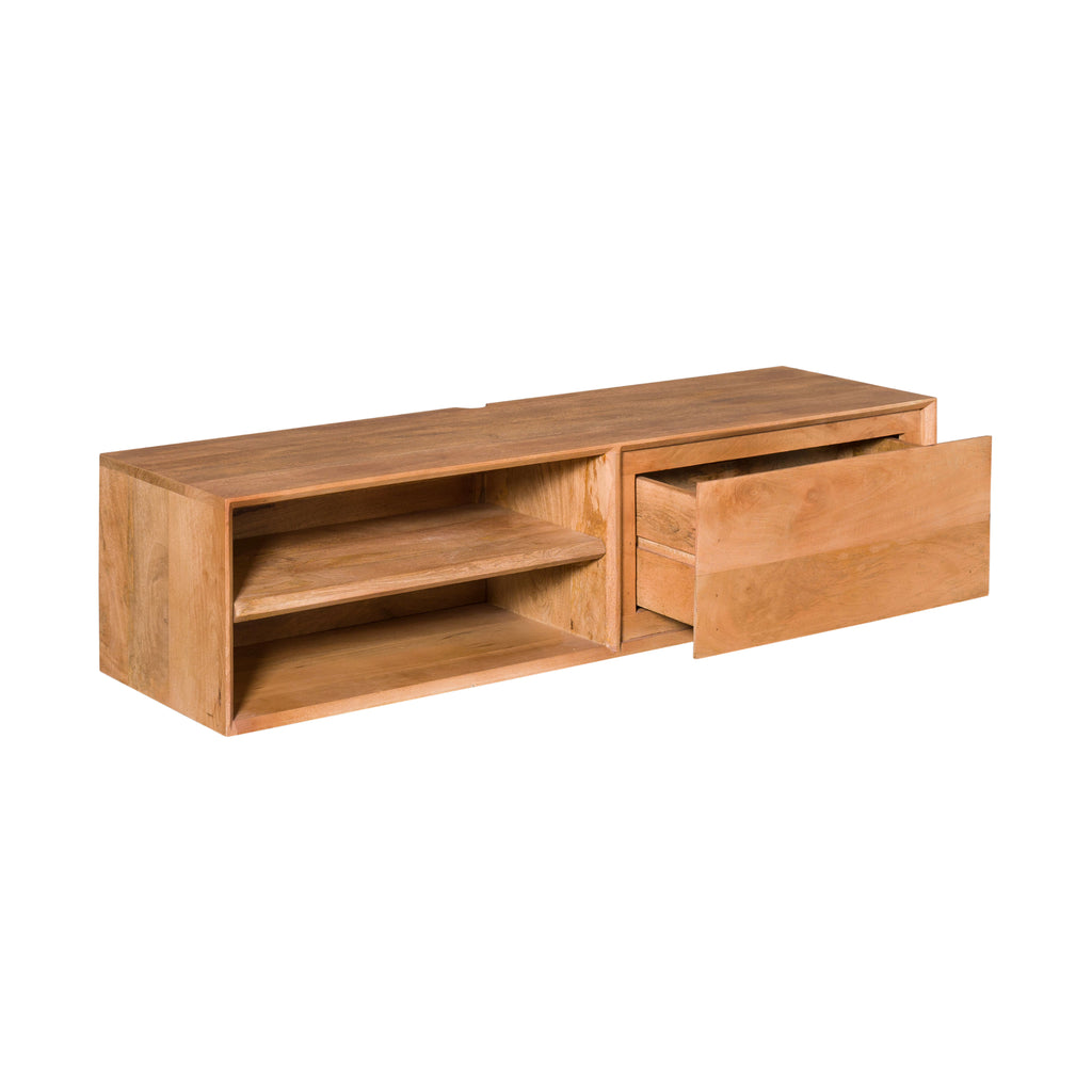 Zwevend tv-meubel Ambiance, 120 cm, naturel mangohout