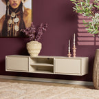 Zwevend tv-meubel Ambiance, 120 cm, naturel mangohout