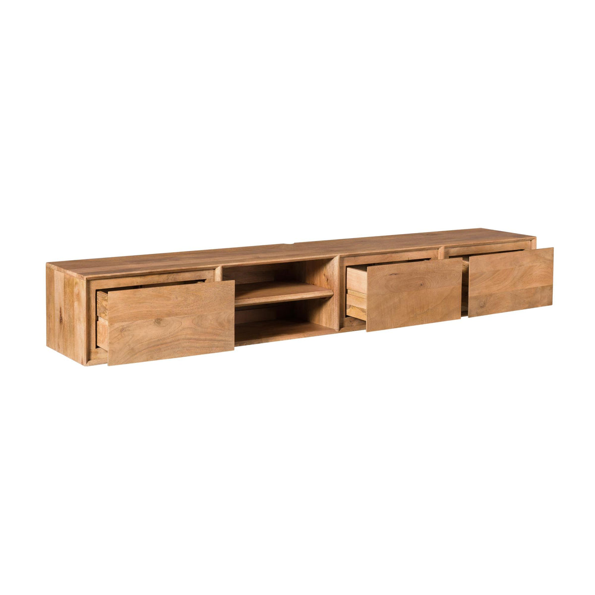 Zwevend tv-meubel Ambiance, 200 cm, naturel mangohout