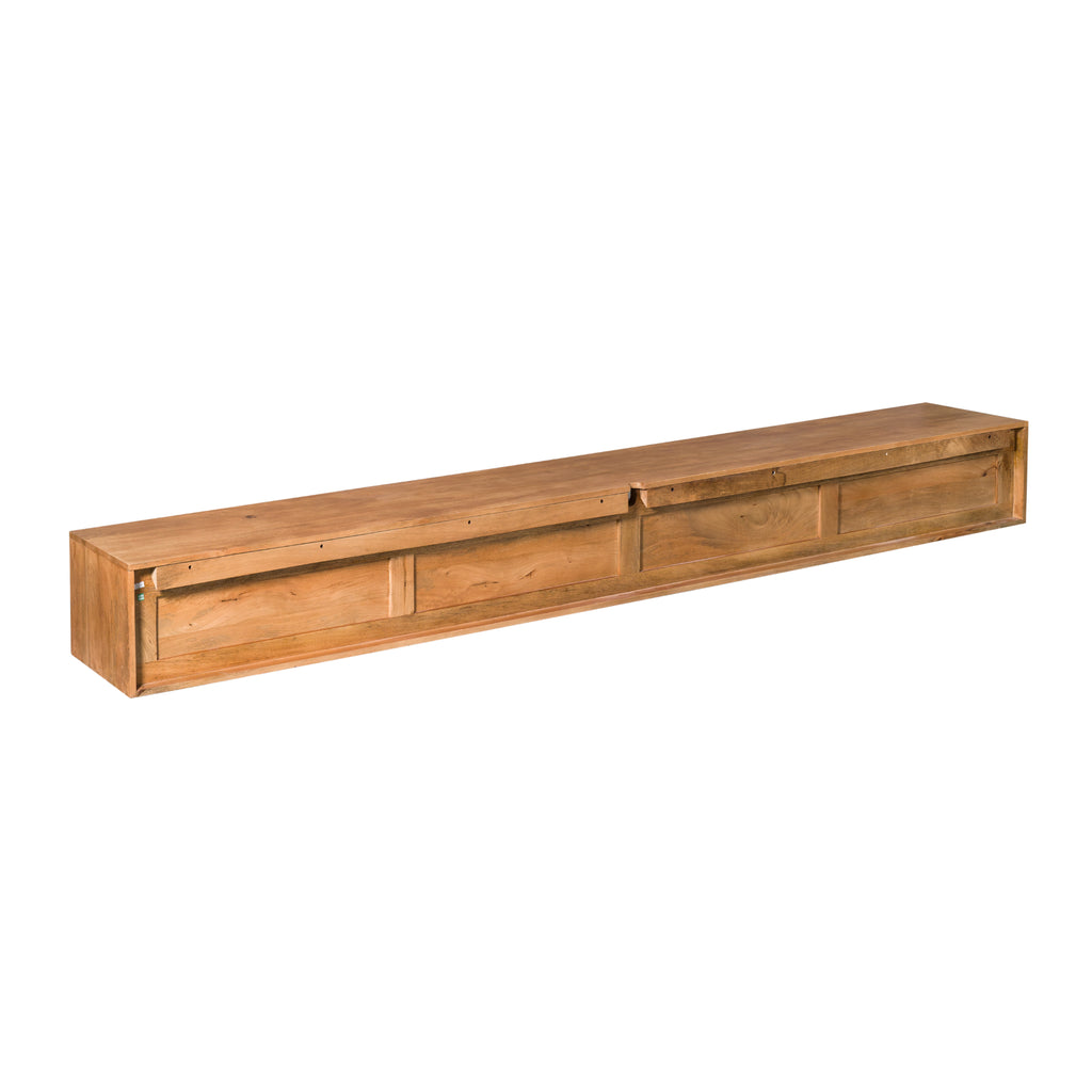 Zwevend tv-meubel Ambiance, 280 cm, naturel mangohout