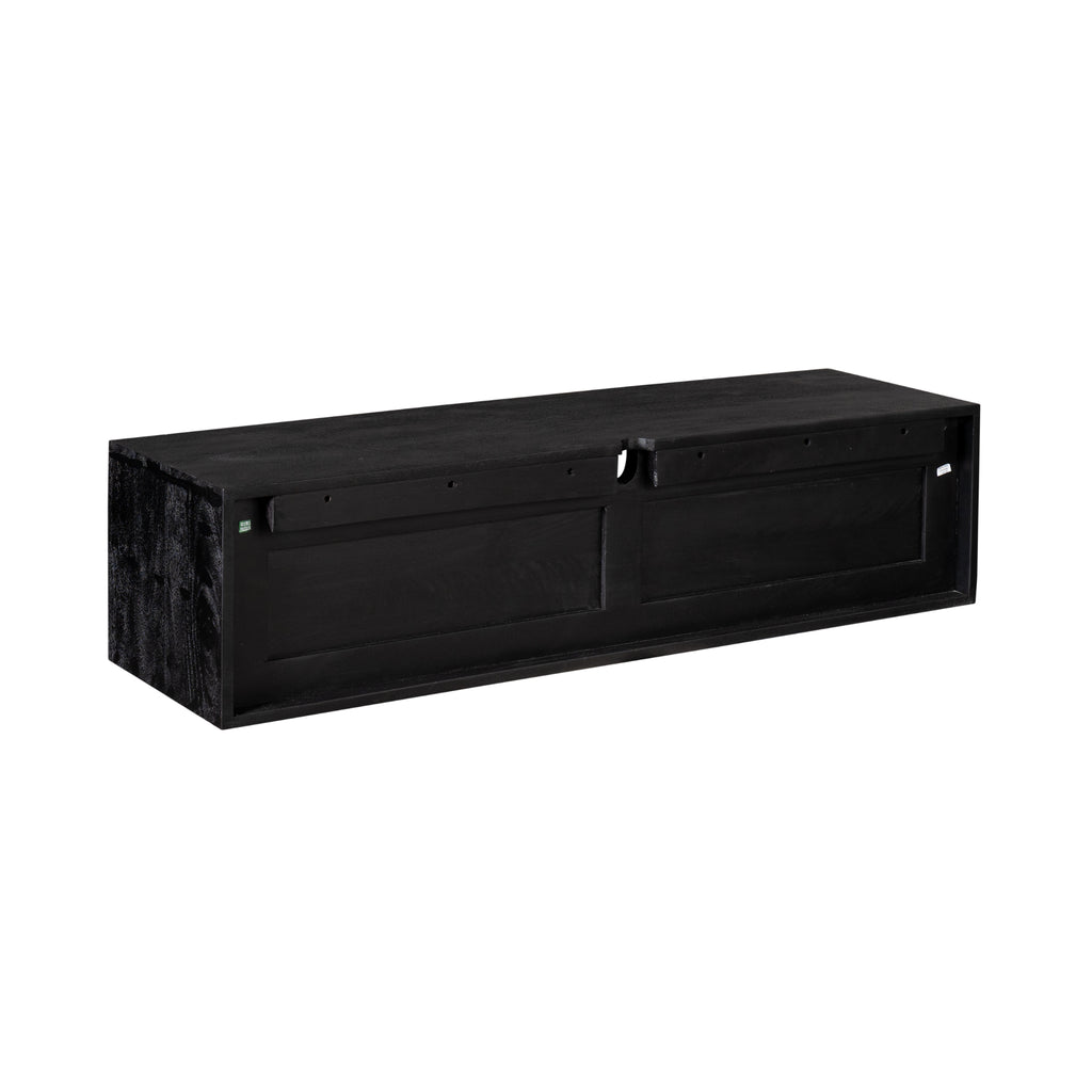 Zwevend tv-meubel Ambiance, 120 cm, zwart mangohout
