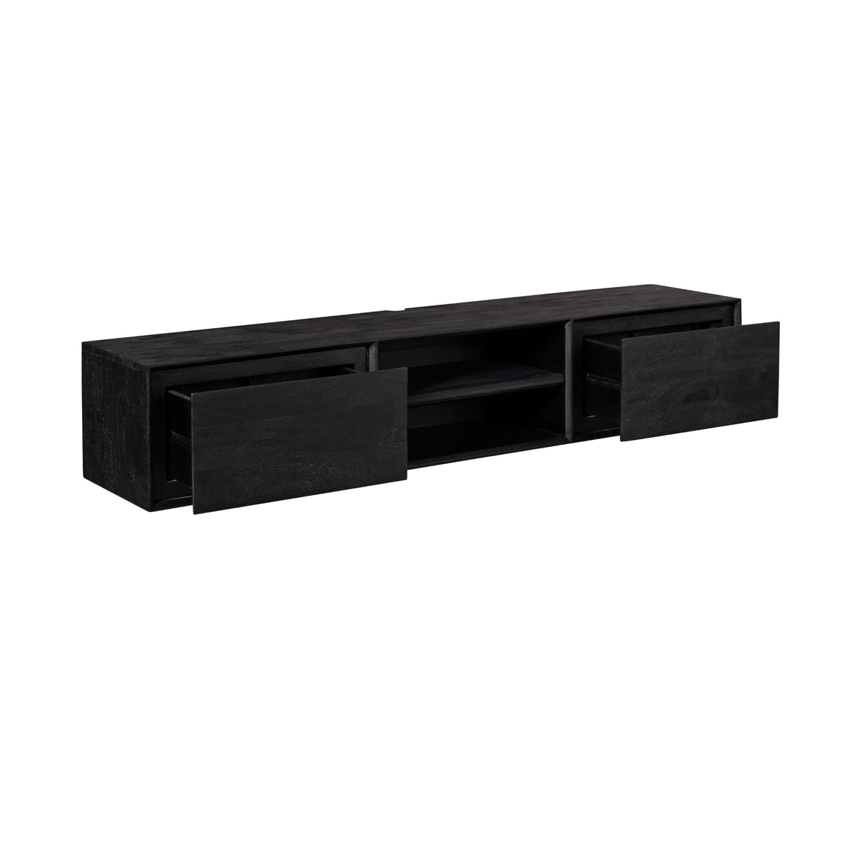 Zwevend tv-meubel Ambiance, 160 cm, zwart mangohout