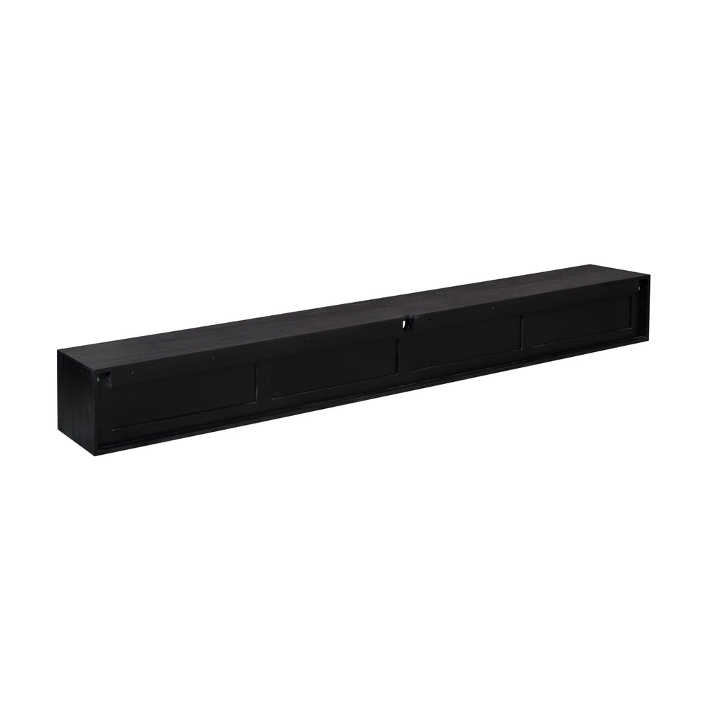 Zwevend tv-meubel Ambiance, 240 cm, zwart mangohout