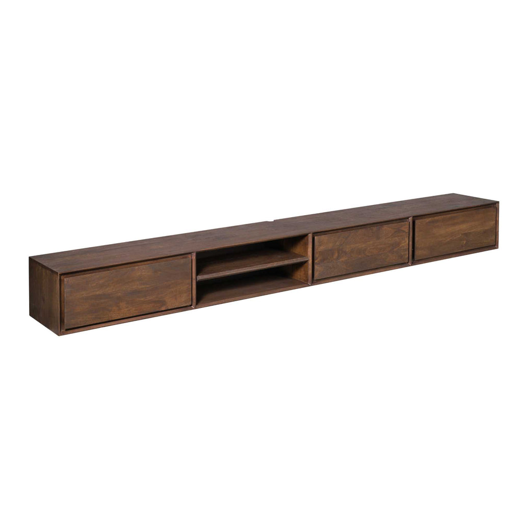 Zwevend tv-meubel Ambiance, 240 cm, bruin mangohout