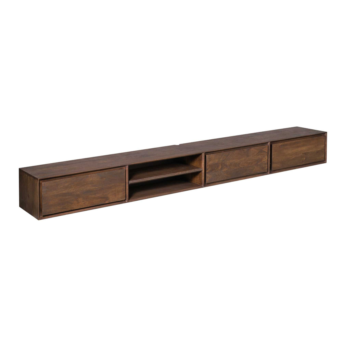 Zwevend tv-meubel Ambiance, 240 cm, bruin mangohout