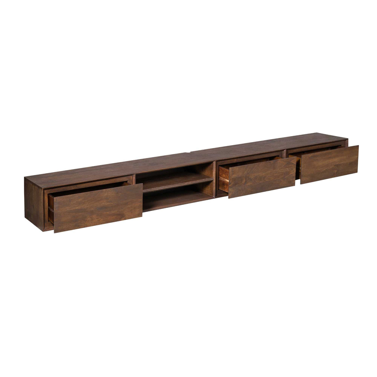 Zwevend tv-meubel Ambiance, 240 cm, bruin mangohout